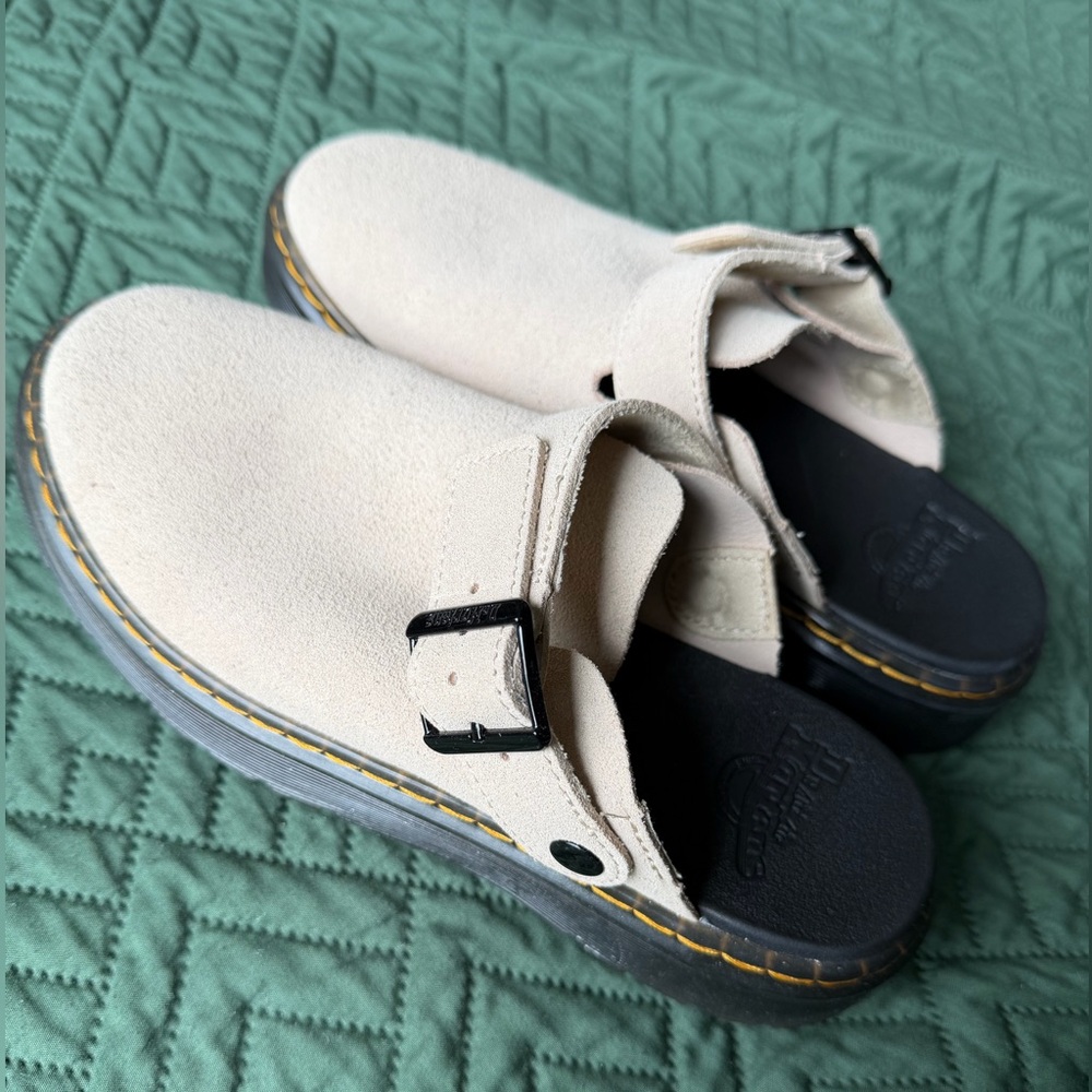 Dr. Martens Carlson Suede Taupe Slingback Mules Size 7